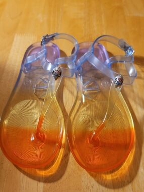 Kurt Geiger Kids Gradient Jelly Sandals in Orange and Purple
